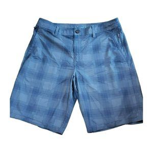 Jack O'Neill Blue Grey Plaid Men's Wrinkle Free Zipper Front Pocket Shorts Sz 32